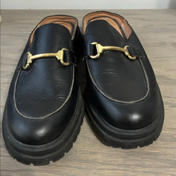 Madewell The Bradley Hardware Lugsole Leather Loafer Mule Preppy Black Sz 8 - Picture 7 of 10